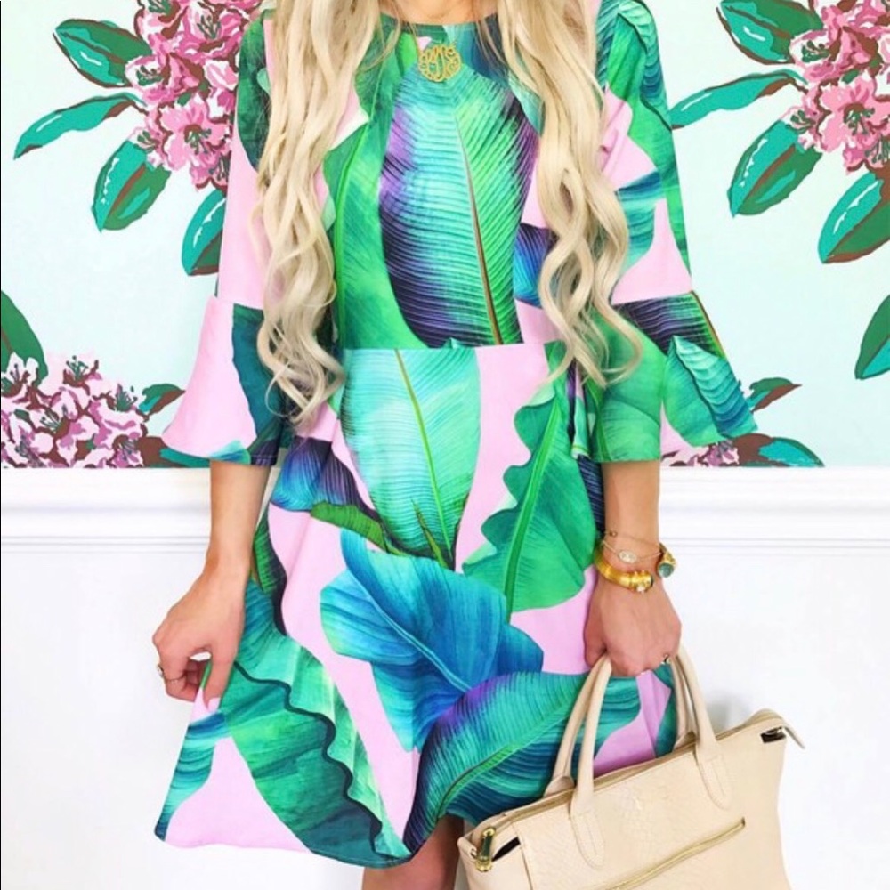 Trinity Palm Tree Print Dress